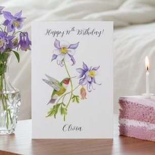 Carte Joyeux 97e anniversaire Columbine avec Hummingbird