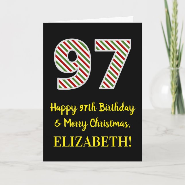 Carte Joyeux 97e anniversaire & Joyeux Noël, Nom personn (Devant)