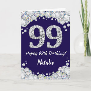 Carte Joyeux 99e anniversaire Marine Parties scintillant