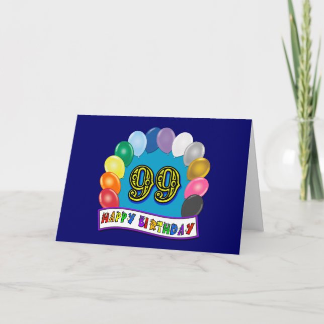 Carte Joyeux 99ème anniversaire avec ballons (Devant)