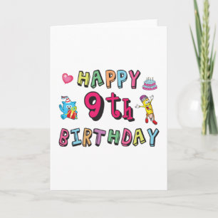 Carte Joyeux 9e anniversaire pour enfants de 9 ans B jou