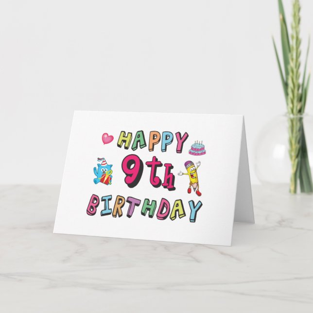 Carte Joyeux 9e anniversaire pour enfants de 9 ans B jou (Devant)
