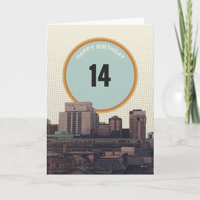 Carte Joyeux anniversaire 14 ans (Devant)