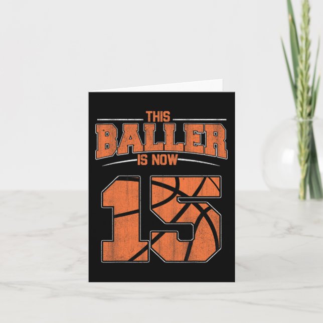 Carte Joyeux anniversaire 15 ans garçons de basket-ball  (Devant)