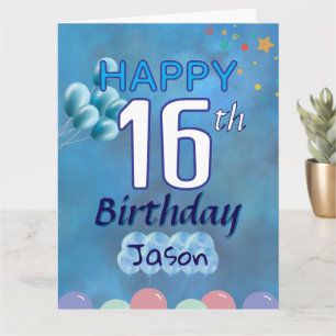 Carte Joyeux anniversaire 16e adolescent garçon
