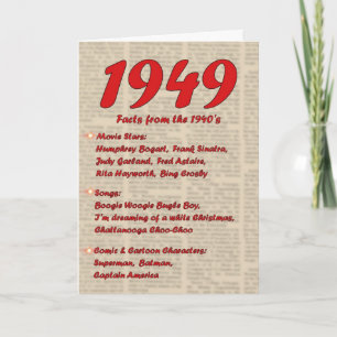 Carte Joyeux anniversaire 1949 ans des années 40 40s de