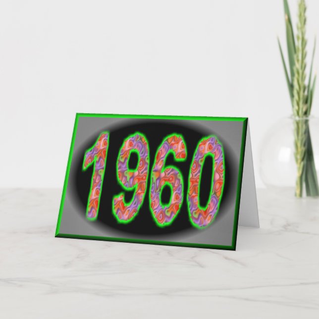Carte Joyeux anniversaire 1960 Année de naissance 60's 6 (Devant)