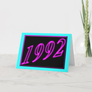 Carte Joyeux anniversaire 1992 ans des années 90 au néon