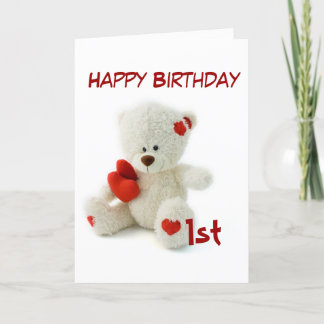 Carte Joyeux anniversaire 1er Teddy Bear Thème