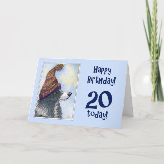 Carte Joyeux anniversaire, 20 aujourd'hui, frontière col