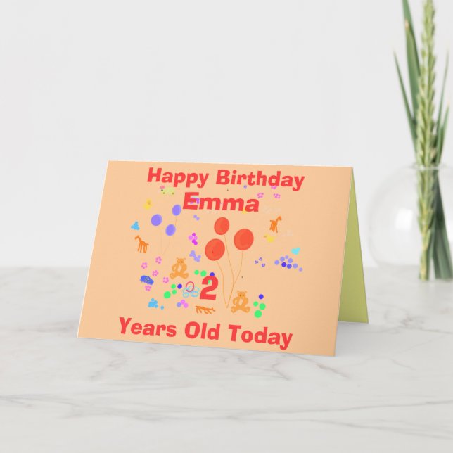 Carte Joyeux anniversaire 2 ans (Devant)