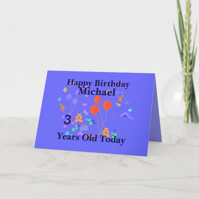 Carte Joyeux anniversaire 3 ans (Devant)