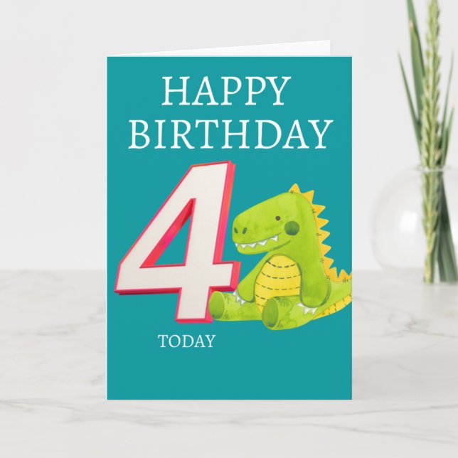 Carte Joyeux anniversaire - 4 aujourd'hui (Devant)
