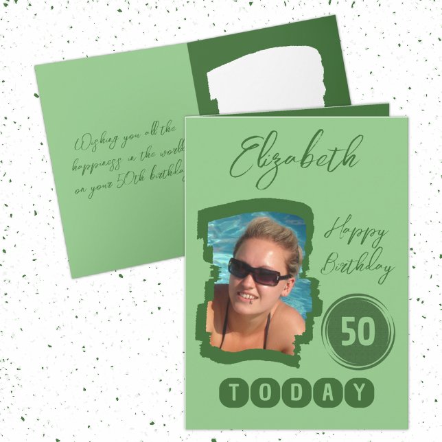 Carte Joyeux anniversaire 50 aujourd'hui ajouter photo v (Créateur téléchargé)