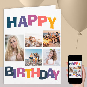 Carte Joyeux anniversaire 5 Collage de photos coloré
