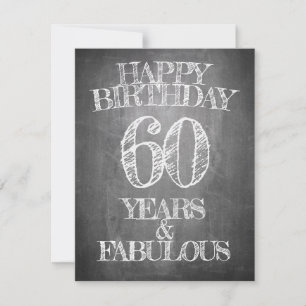 Carte Joyeux anniversaire - 60 ans & Fabuleux en chalkbo