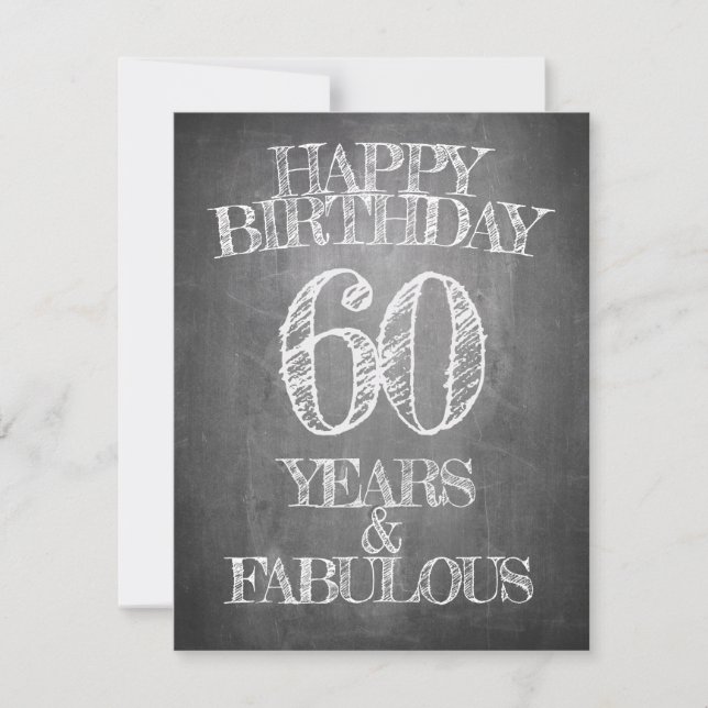 Carte Joyeux anniversaire - 60 ans & Fabuleux en chalkbo (Devant)