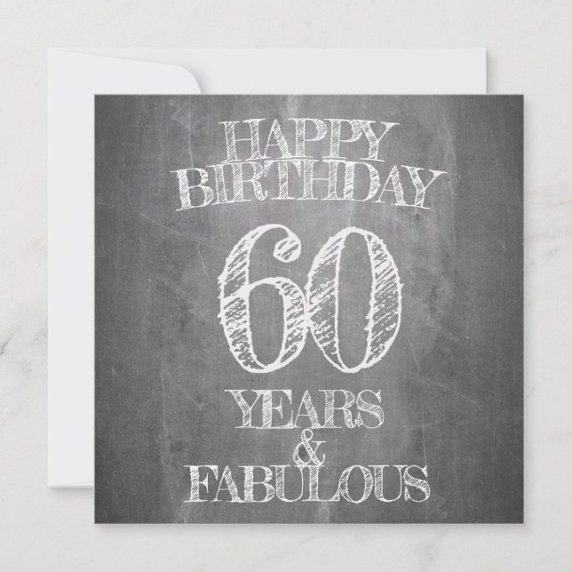 Carte Joyeux anniversaire - 60 ans & Fabuleux en chalkbo (Devant)