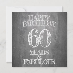 Carte Joyeux anniversaire - 60 ans & Fabuleux en chalkbo