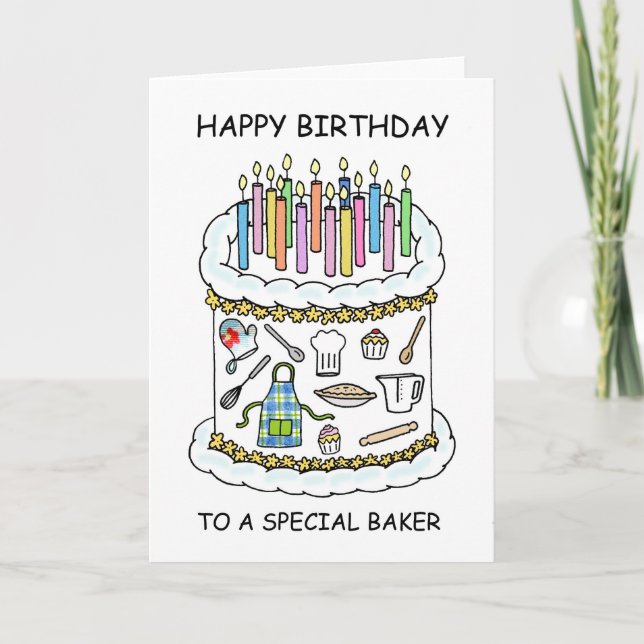 Carte Joyeux anniversaire à Baker Chef ou Cook (Devant)