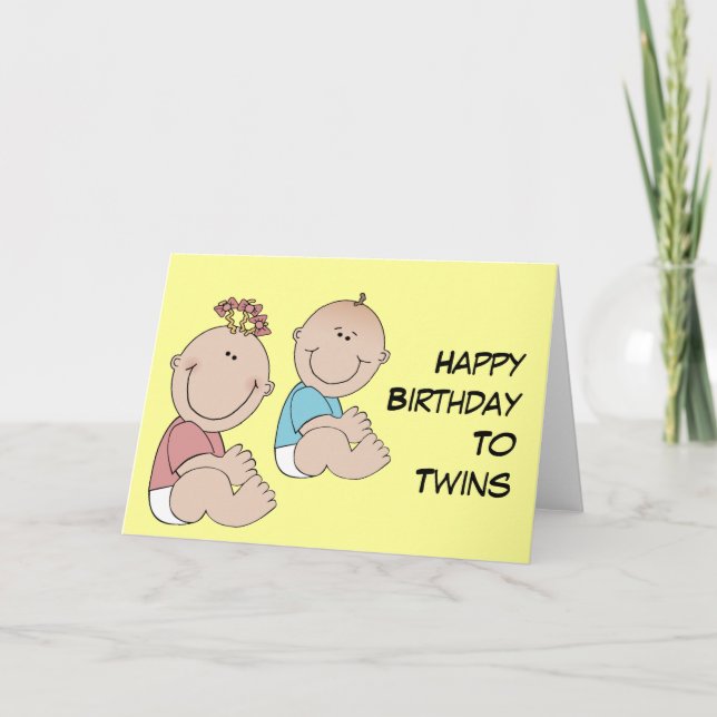 Carte Joyeux anniversaire à jumeaux (Devant)