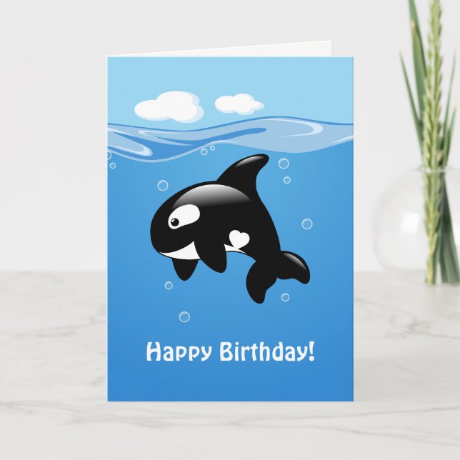 Carte Joyeux anniversaire à la baleine de Cute Orca (Devant)