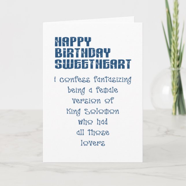 Carte Joyeux anniversaire à la femme du mari confessant (Devant)