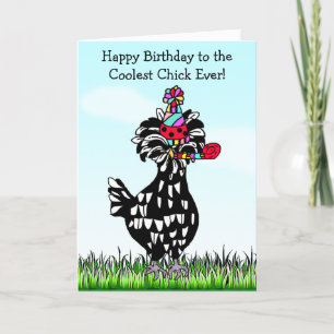 Carte Joyeux anniversaire à la poule la plus froide jama