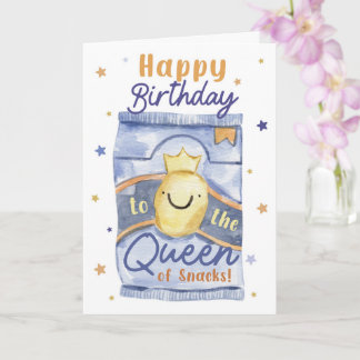 Carte Joyeux Anniversaire à la Reine des Chips Snacks