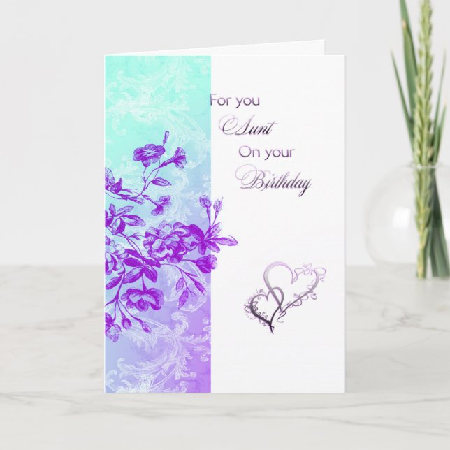 Carte Joyeux anniversaire à la tante (violet) (Devant)