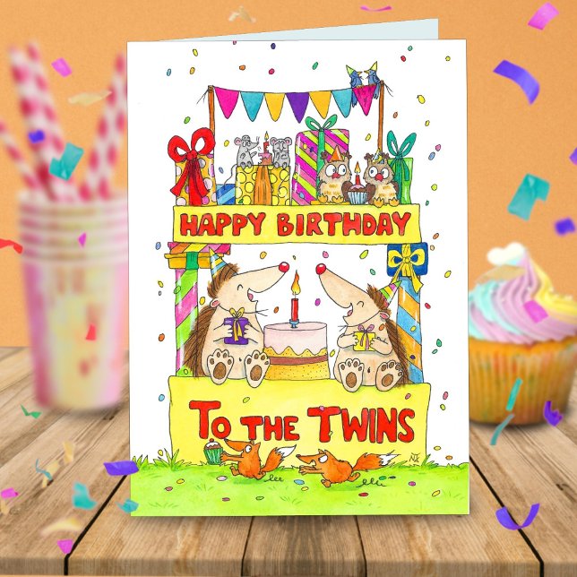 Carte Joyeux anniversaire à l'accueil des jumeaux (Créateur téléchargé)