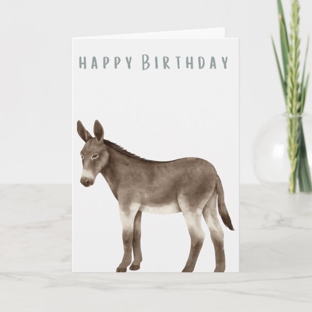 Carte Joyeux anniversaire à l'âne illustré à la main (Devant)