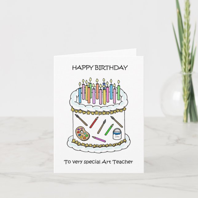 Carte Joyeux Anniversaire à l'enseignant d'art (Devant)