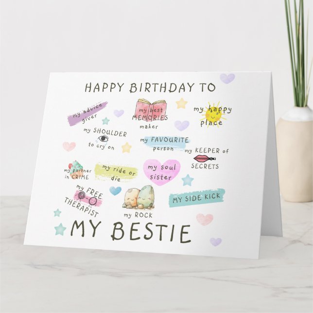 Carte Joyeux Anniversaire À Ma Bestie (Devant)