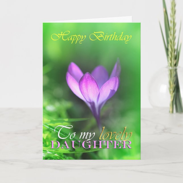 Carte Joyeux anniversaire à ma fille, fin violette de (Devant)