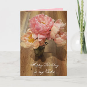 Carte Joyeux anniversaire à ma soeur Pink Peonies