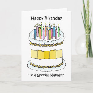 Carte Joyeux anniversaire à Manager Cake and Candles