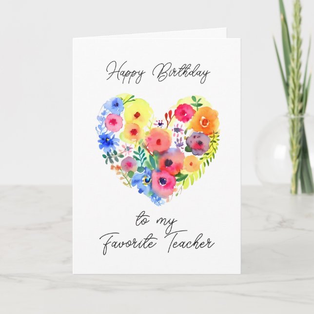 Carte Joyeux anniversaire à mon enseignant favori (Devant)