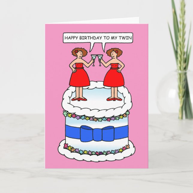 Carte Joyeux anniversaire à My Twin Ladies on a Cake (Devant)