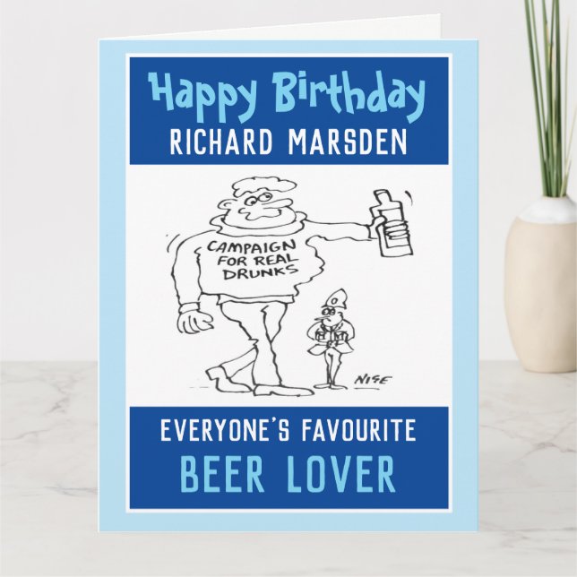 Carte Joyeux anniversaire à un amateur de bière ou un bu (Devant)
