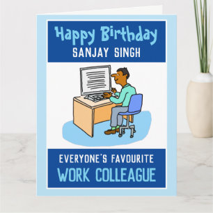 Carte Joyeux anniversaire à un collègue de travail asiat