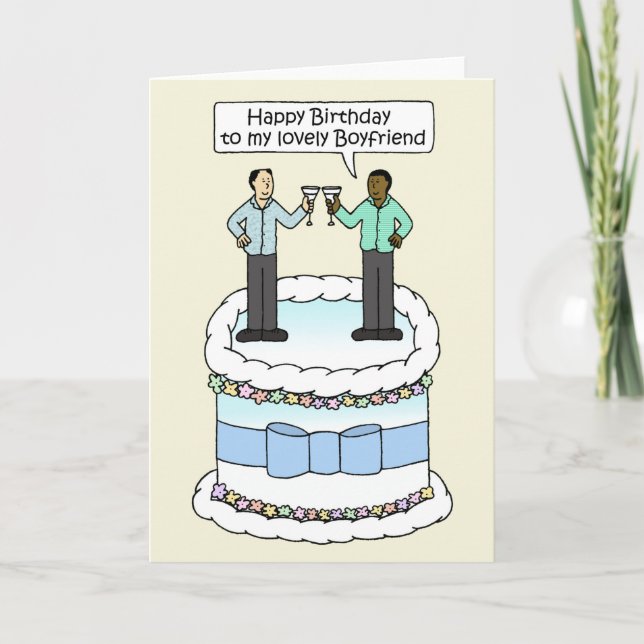 Carte Joyeux anniversaire à un couple interracial mascul (Devant)