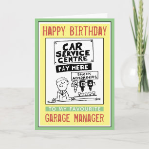 Carte Joyeux anniversaire à un Garage Manager