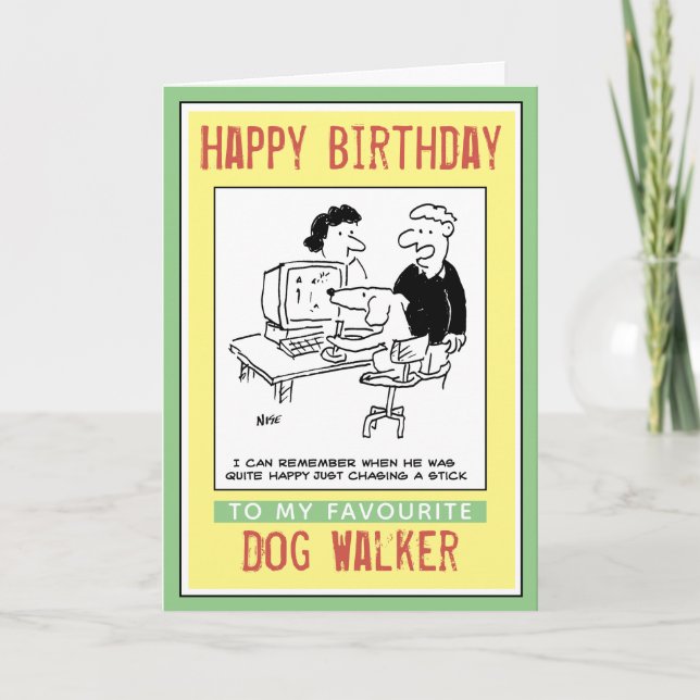 Carte Joyeux anniversaire à un marcheur de chiens (Devant)