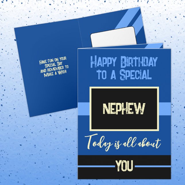 Carte Joyeux anniversaire à un neveu spécial bleu noir (Créateur téléchargé)