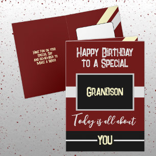 Carte Joyeux Anniversaire à un petit-fils spécial marron