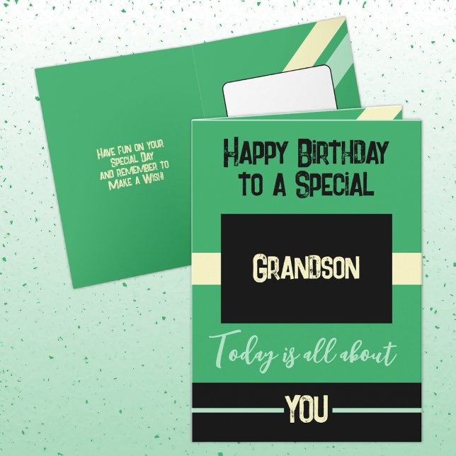 Carte Joyeux anniversaire à un petit-fils spécial vert n (Créateur téléchargé)