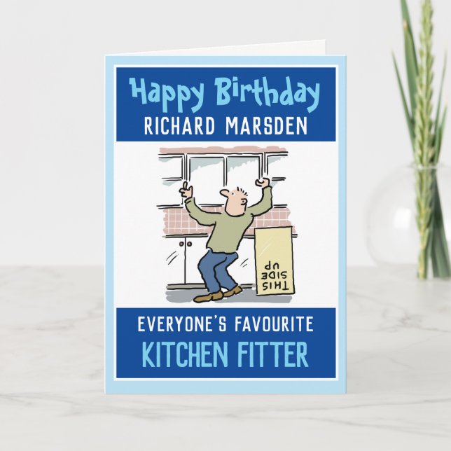 Carte Joyeux anniversaire à un poêle cuisine (Devant)