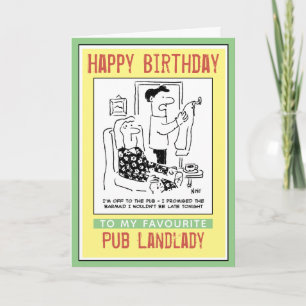 Carte Joyeux anniversaire à une Landlady pub.
