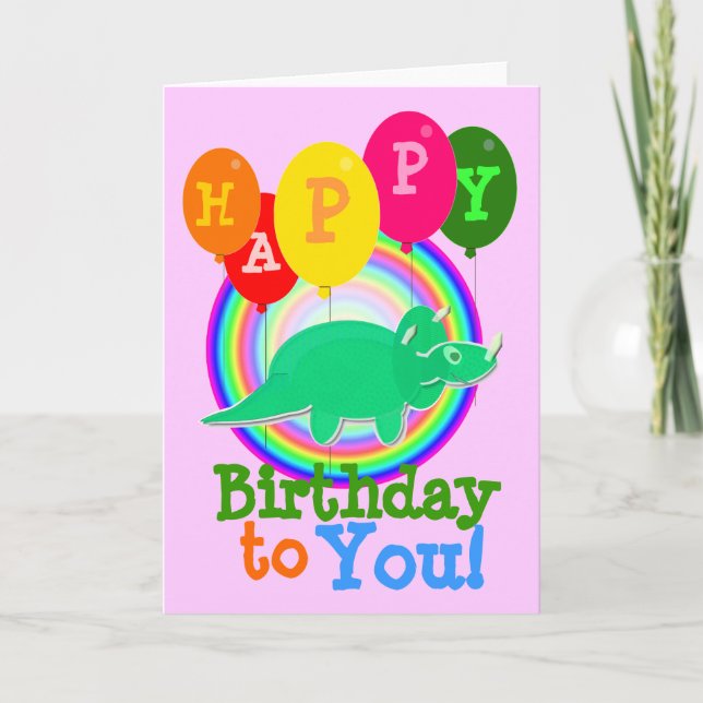 Carte Joyeux anniversaire à vous Dinosaur dessin vert (Devant)